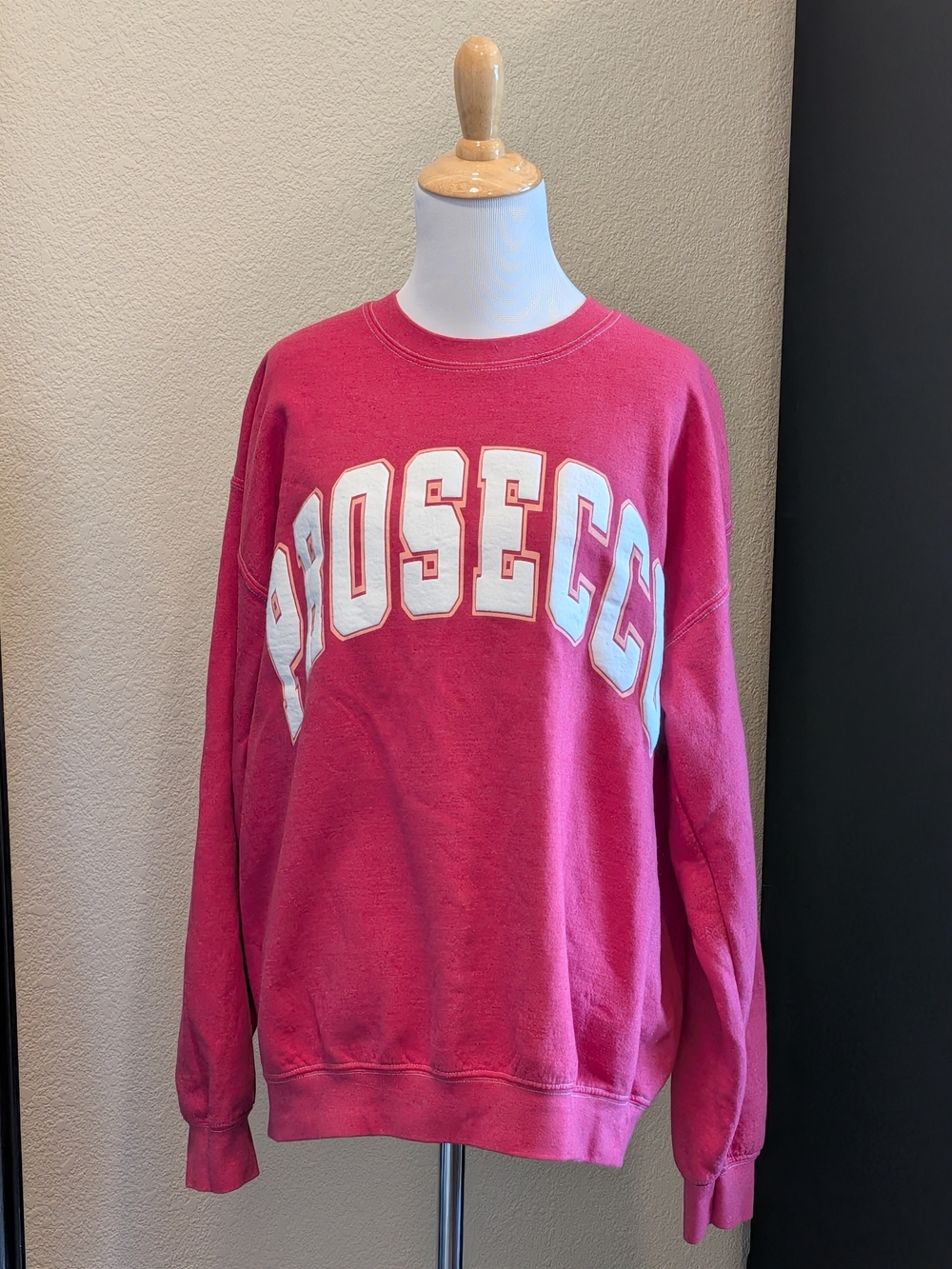 Project Social T Prosecco Pink Oversized Varsity Sweatshirt S/M